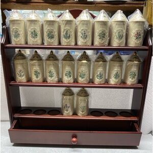 vintage Lenox Spice Garden Collectible Spice Bottles in wooden rack stamped 1992